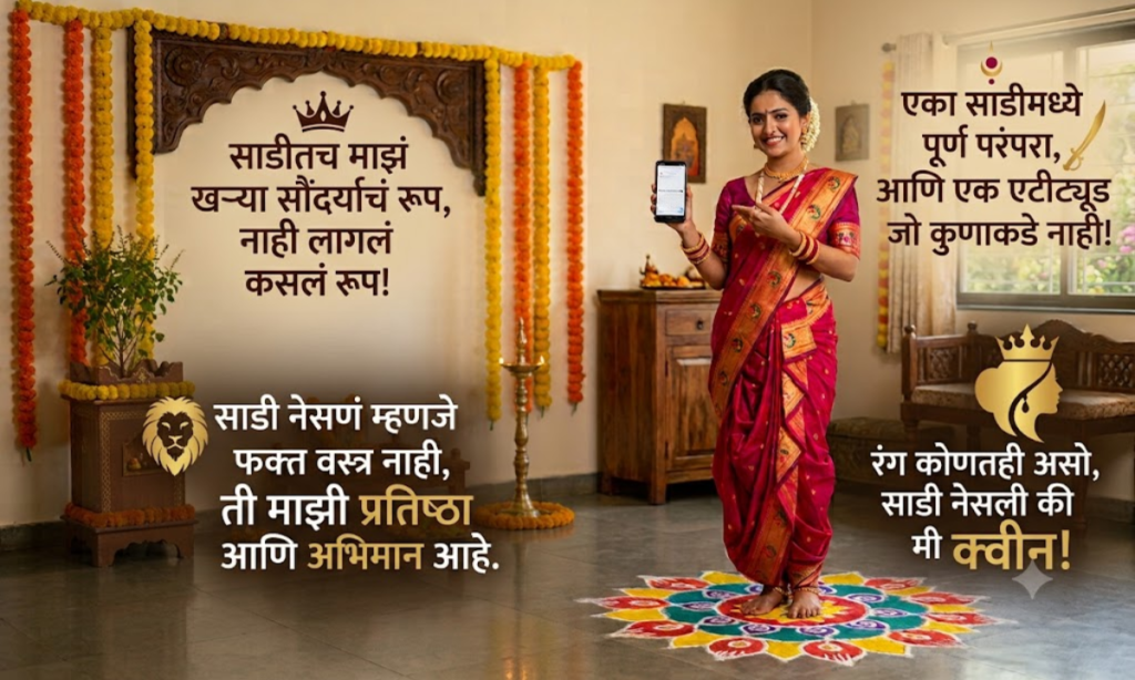 Saree Attitude Caption in Marathi