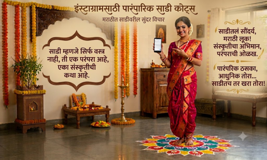 Traditional Saree Caption in Marathi
