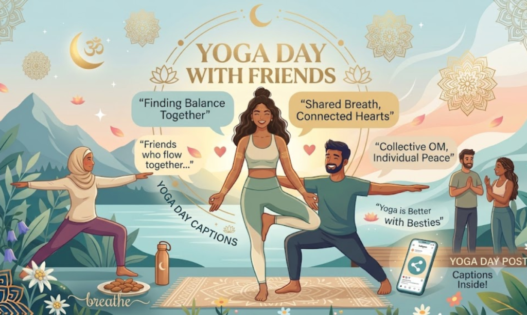 Yoga Day Captions With friends