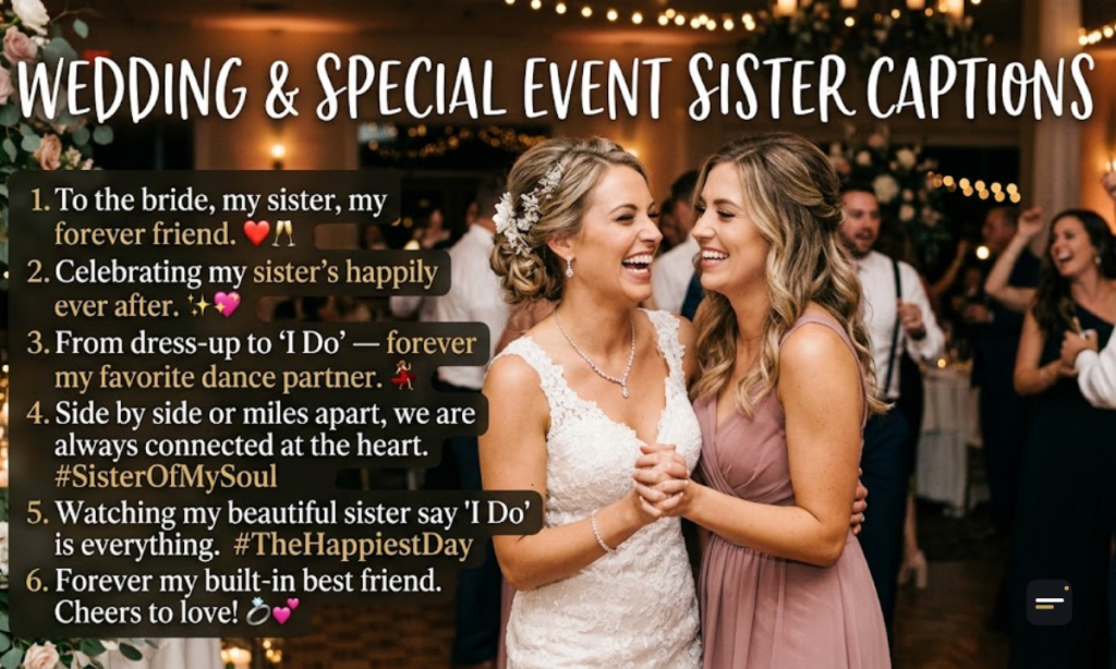 Wedding and Special Event Sister Captions