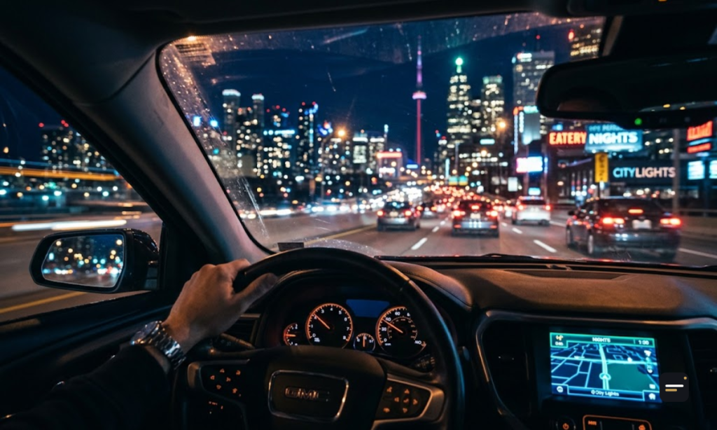 Instagram Captions for Driving a Car Through City Lights