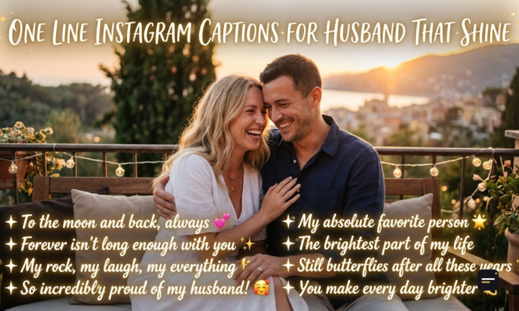 One Line Instagram Captions For Husband That Shine
