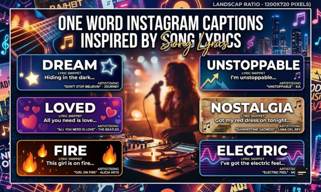 One Word Instagram Captions Inspired by Song Lyrics