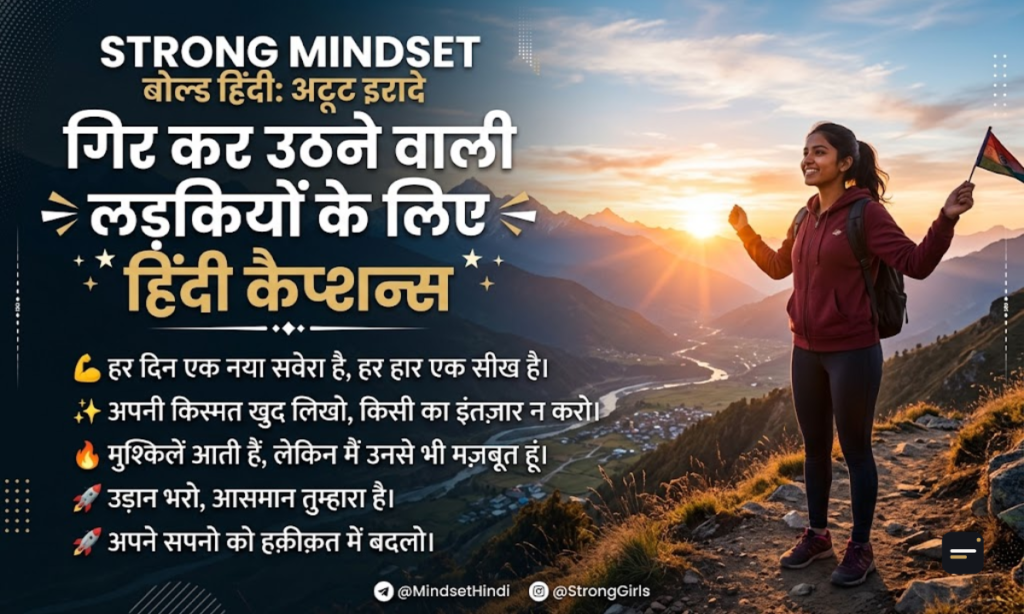Strong Mindset Hindi Captions for Instagram for Girls Who Rise Daily