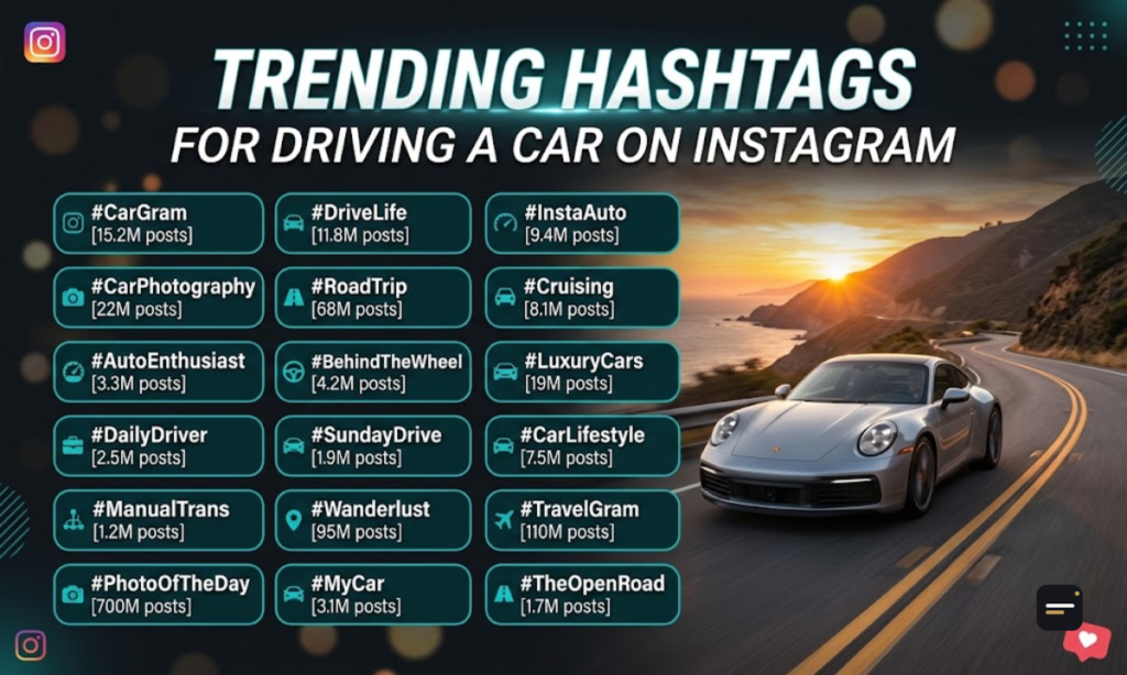 Trending Hashtags for Driving a Car on Instagram