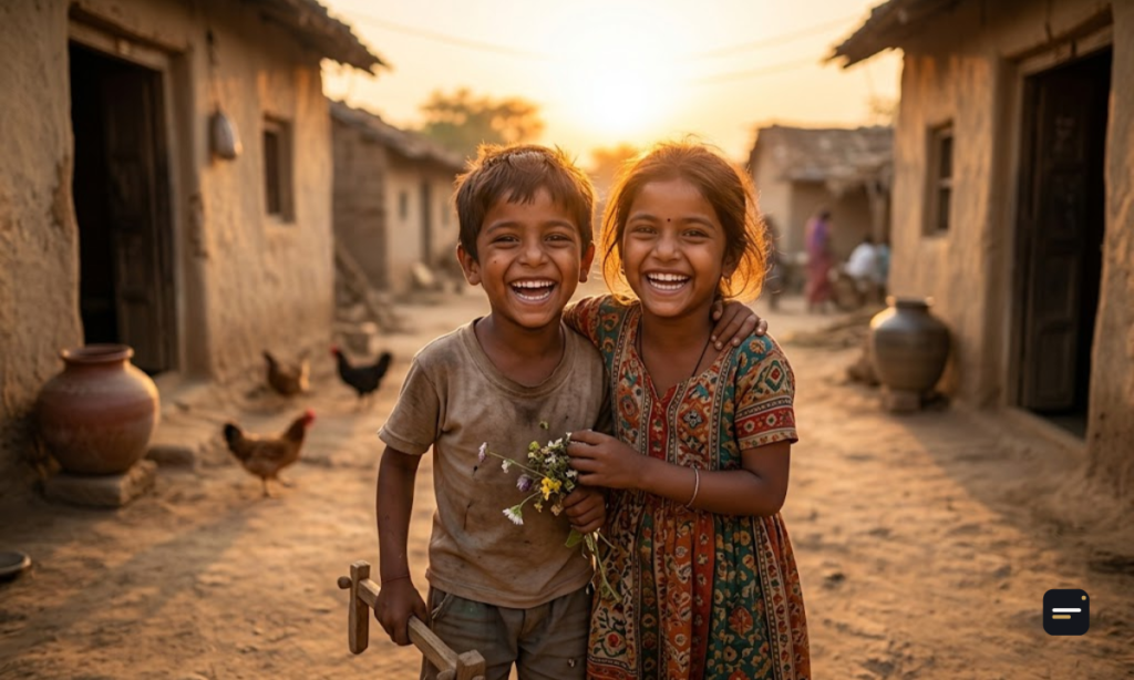 Village Style Captions for Boys and Girls