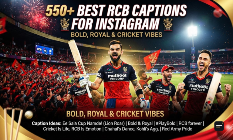 550+ Best RCB Captions for Instagram Bold, Royal & Cricket Vibes