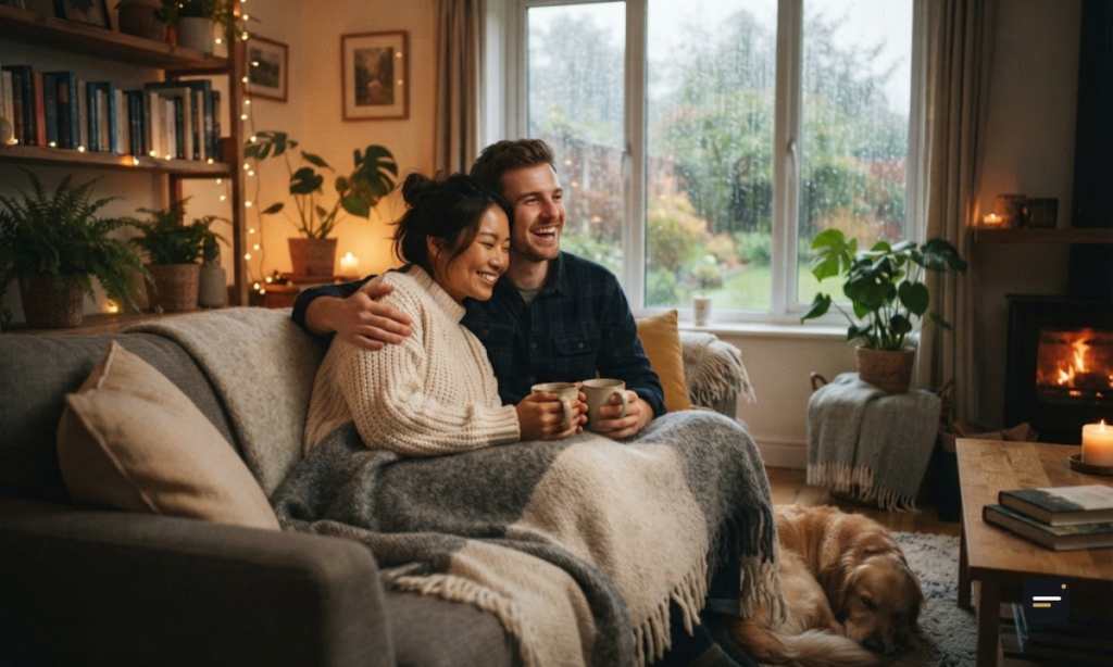 Cozy Indoor WMAF Captions for Rainy Day Vibes