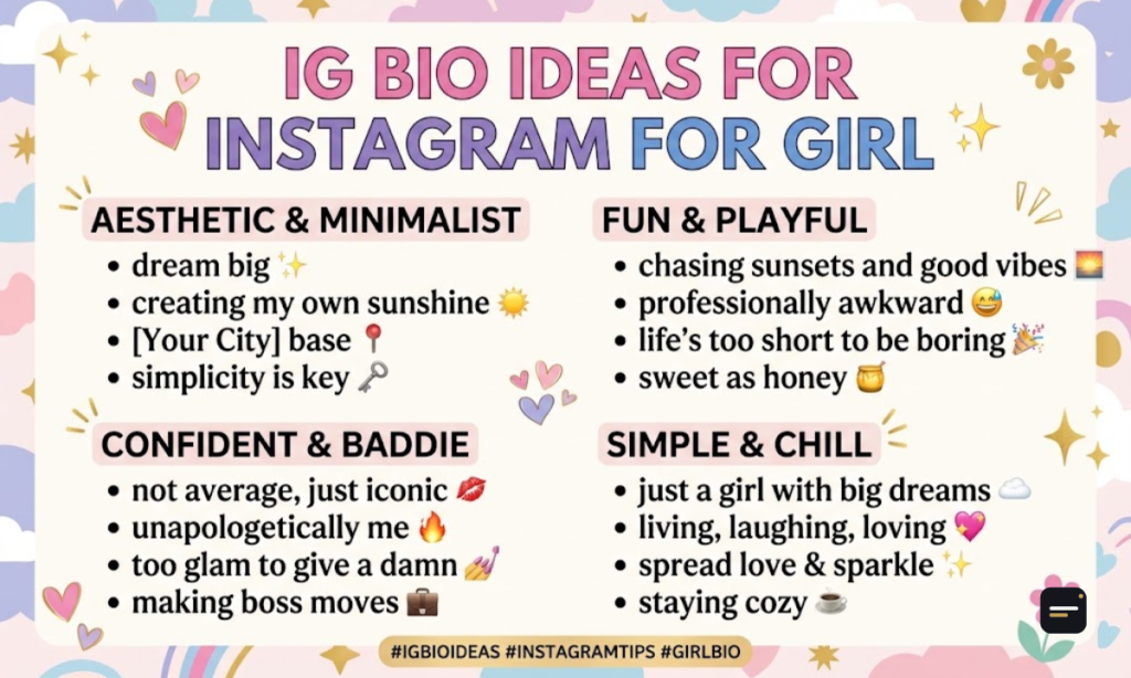 Ig Bio Ideas for Instagram for Girl